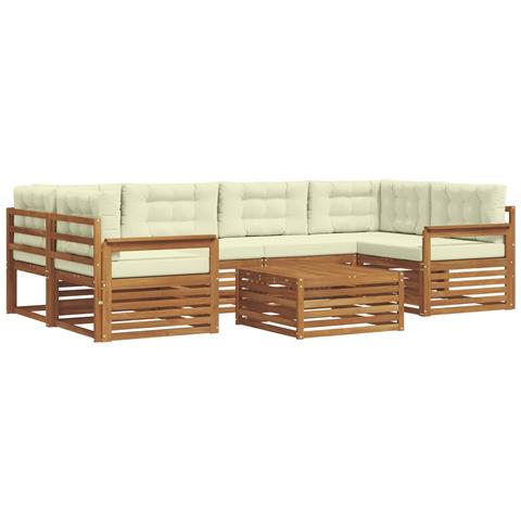 Set di divani da esterno con cuscino 8 pcs Naturale e Crema - Foto 1