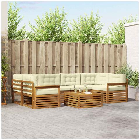 Set di divani da esterno con cuscino 8 pcs Naturale e Crema - Foto 2