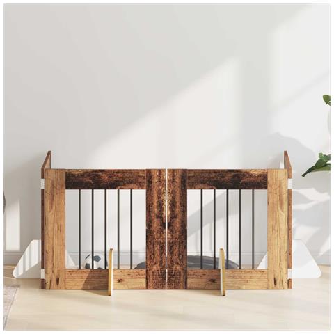 Cancello per cani con supporti 4 pcs Legno antico 60 x 60 cm - Foto 2