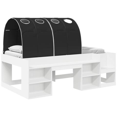 Letto con Tunnel 4 pcs Bianco e Nero Legno ingegnerizzato - Foto 1