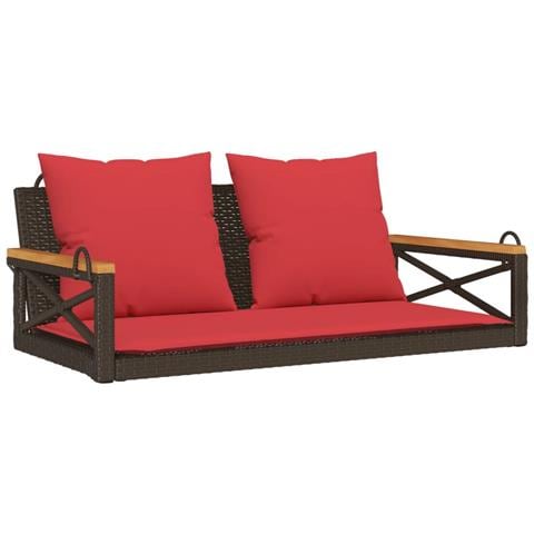 Panchina Dondolo con Cuscini Marrone 109x62x40 cm in Polyrattan - Foto 1