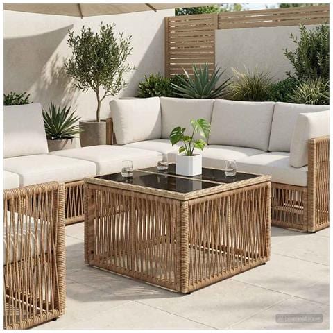Tavolo da Giardino Beige e Nero 55 x 55 x 37 cm - Foto 2