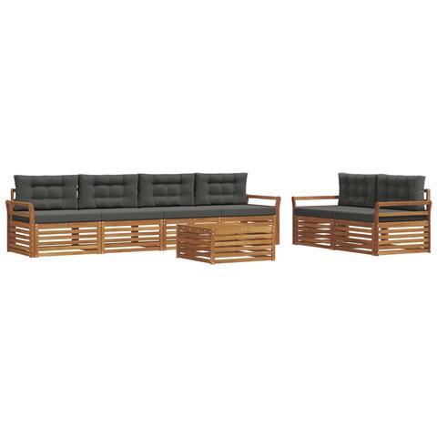 Set di divani da esterno con cuscino 7 pcs Naturale e Antracite - Foto 1