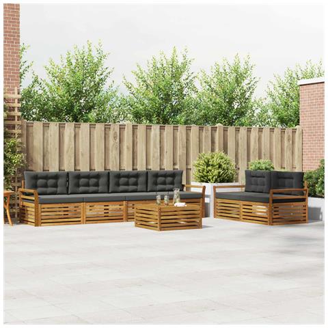 Set di divani da esterno con cuscino 7 pcs Naturale e Antracite - Foto 2