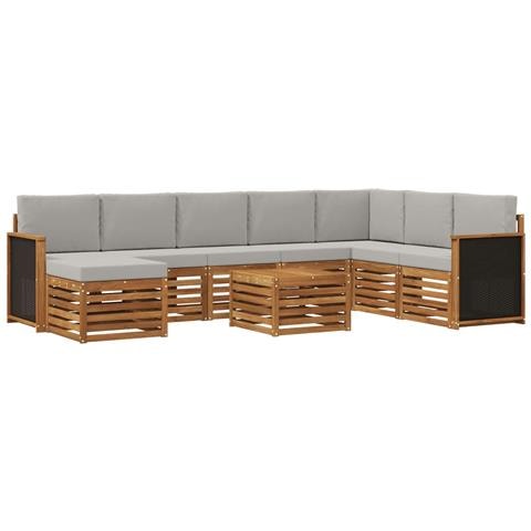 Set di divani da esterno 7 pcs Naturale e Grigio Chiaro - Foto 1