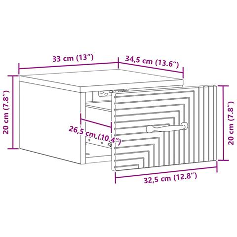 Mobiletto da notte a muro 2 pcs Bianco 34,5 x 33 x 20 cm - Foto 9