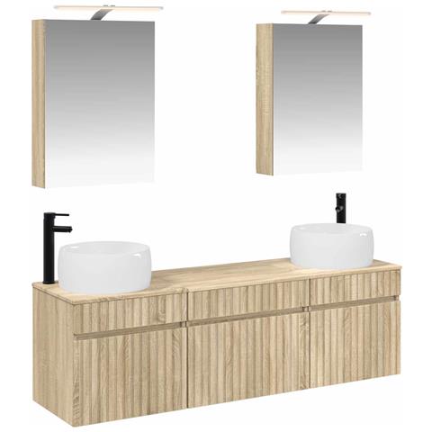 Set di Armadi da Bagno 5 pcs Rovere Sonoma 50 x 14,5 x 70 cm - Foto 1