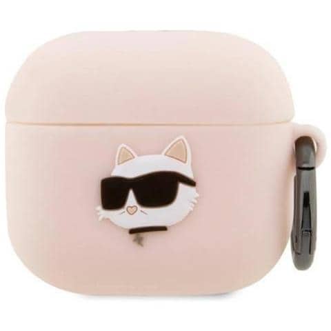 Karl Lagerfeld Kla3runchp Airpods 3 Custodia Rosa /rosa Silikon Choupette Testa 3d - Foto 1