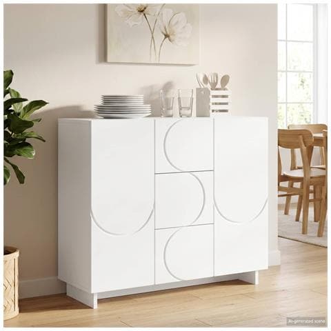 Credenza Bianco 85,5 x 31 x 75 cm Legno ingegnerizzato - Foto 2