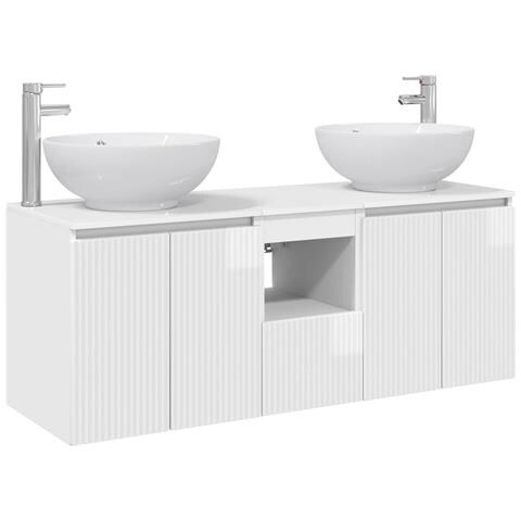 Set di Armadi da Bagno 3 pz Bianco Lucido 49,5 x 44,5 x 65 cm - Foto 1