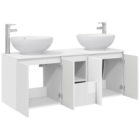 Set di Armadi da Bagno 3 pz Bianco Lucido 49,5 x 44,5 x 65 cm - Foto 10