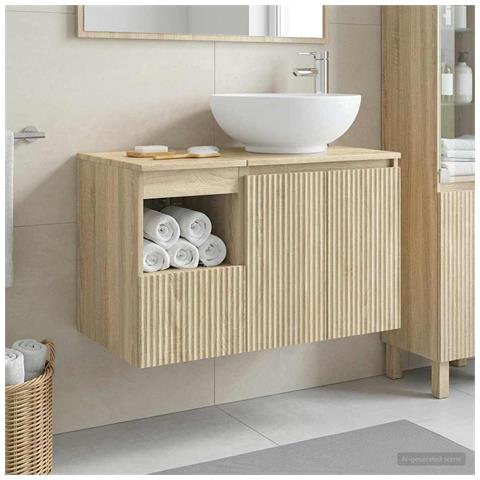 Set di mobili per il bagno 2 pz Rovere Sonoma - Foto 2