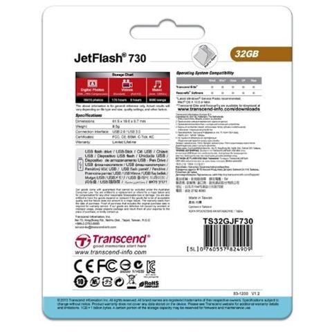 Chiavetta USB Transcend JetFlash 730 32 GB Interfaccia USB 3.0 Colore Bianco - Foto 5