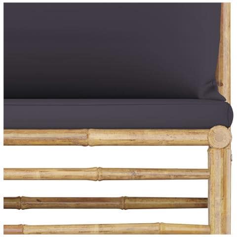 Set Divani Da Giardino 4 Pz Con Cuscini Grigio Scuro In Bamb? - Foto 10