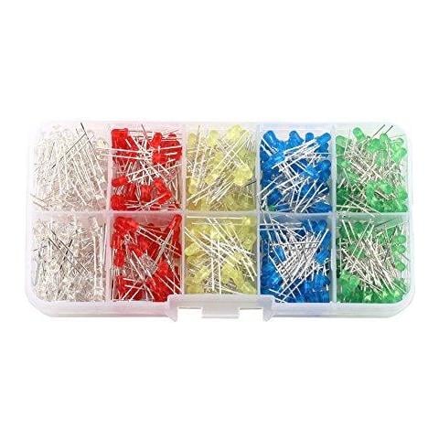 500 Pz 3mm Light Emitting Diode Led Kit Fai Da Te Bianco Rosso Blu Verde Giallo - Foto 1