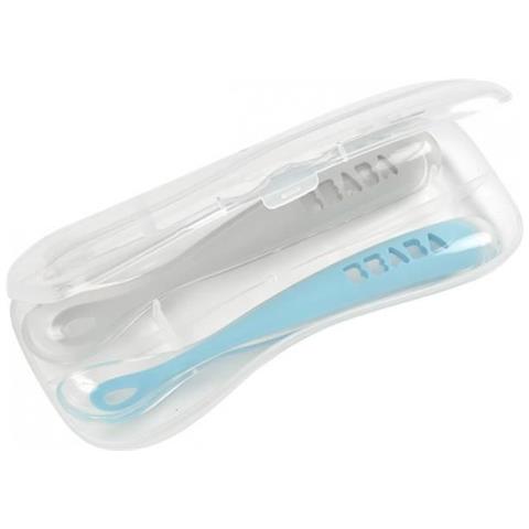 Set Di 2 Cucchiai In Silicone Di Prima Età Con Set Blu Ventoso - Foto 1