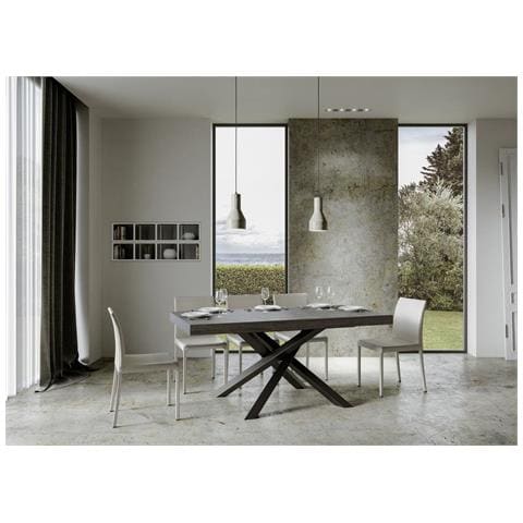 Tavolo Allungabile 90x160/264 Cm Volantis Telaio Antracite - Cemento - Foto 6
