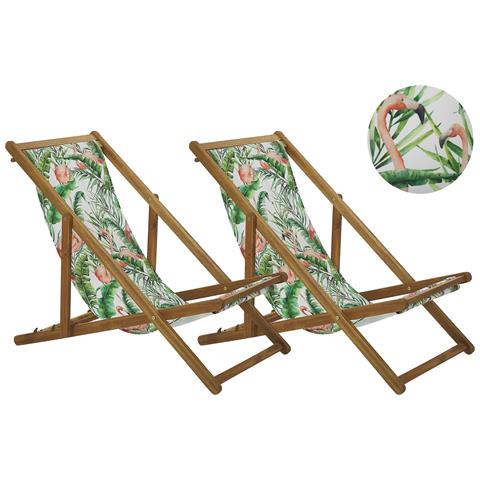Set Di 2 Sedie Da Giardino Legno Motivo Fenicottero Anzio - Foto 7