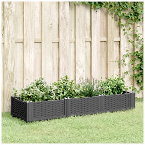 Fioriera Da Giardino Con Picchetti Nera 125x40x28,5 Cm Pp - Foto 1