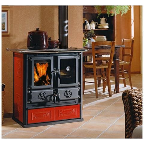 Cucina Stufa A Legna Con Rivestimento In Maiolica 7,2 Kw Rosetta Liberty Bordeaux - Foto 1