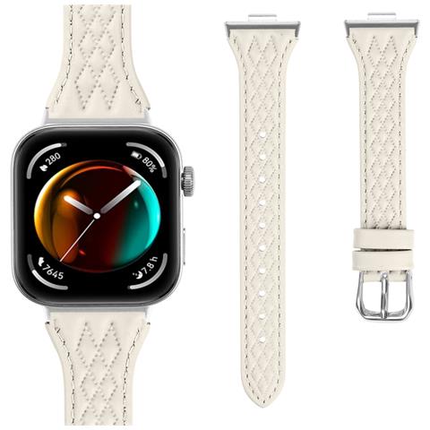 Cinturino In Pelle Per Huawei Watch Fit 3 - Motivo A Diamante White - Foto 1