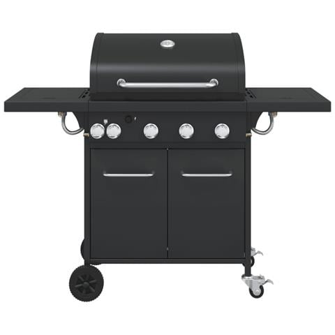 Griglia Barbecue a Gas con 5 Bruciatori Nero in Acciaio - Foto 2