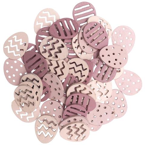 48 Coriandoli - Uova Di Pasqua - Rosa - Legno - Foto 1