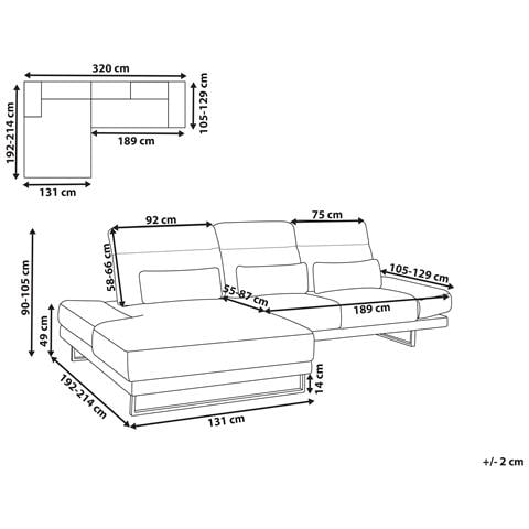 Divano Angolare 4 Posti Ikast Tessuto Grigio Chiaro Lato Destro - Foto 5