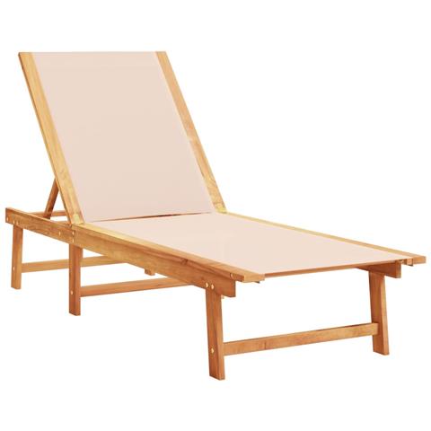 Lettini Prendisole 2 Pz Crema Legno Massello Acacia E Textilene - Foto 3