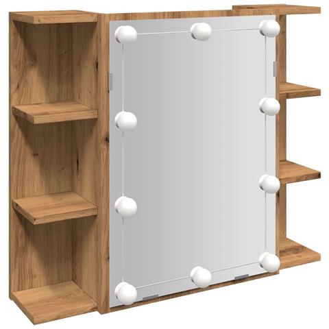 Mobile A Specchio Con Led Rovere Artigianale 70x16,5x60 Cm - Foto 2