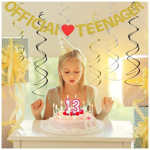 Decorazione Fluo 13° Compleanno Con Glitter Oro E Cuore Rosso - Eleganza Unica! - Foto 2