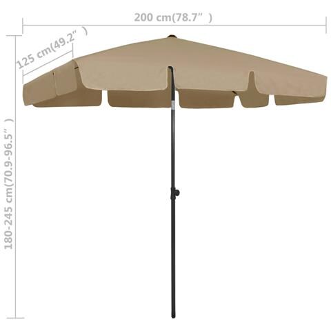 Ombrellone Da Spiaggia Tortora 200x125 Cm - Foto 8