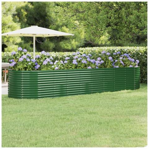Letto Giardino Acciaio Verniciato A Polvere 396x100x68 Cm Verde - Foto 6