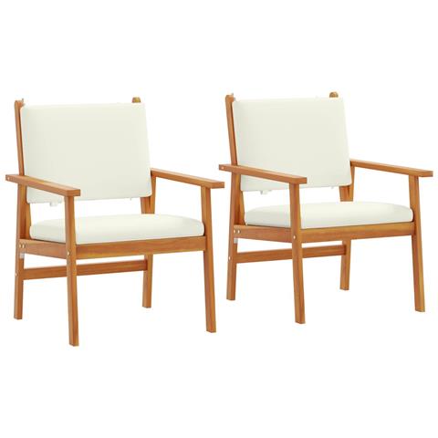 Sedia da giardino  2 pcs con cuscini in legno massello di acacia - Foto 1