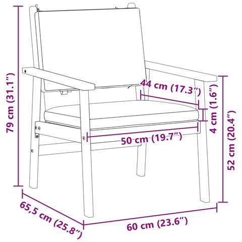 Sedia da giardino  2 pcs con cuscini in legno massello di acacia - Foto 7