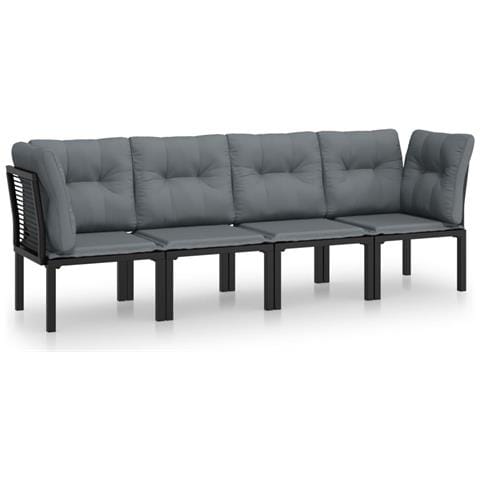 Set Salotto da Giardino 4 pz Nero e Grigio in Polyrattan - Foto 1