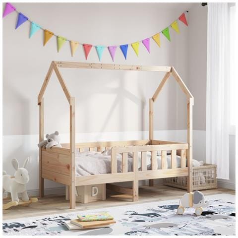 Giroletto Casetta per Bambini 70x140 cm Legno Massello di Pino - Foto 2
