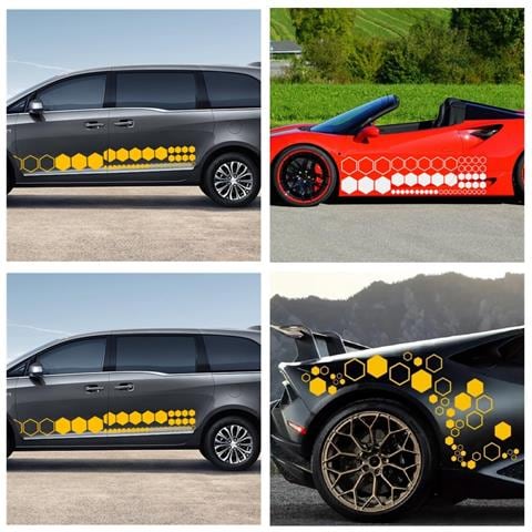 Adesivi Auto Esagonali A Nido D'ape (confezione Da 2) - Decorazione Personalizzata Per Carrozzeria Red - Foto 4