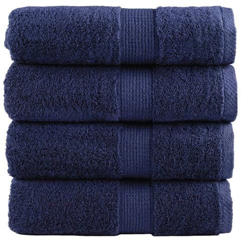 Asciugamani Premium SOLUND 4 pz Blu Navy 30x30 cm 600 g/m² - Foto 1