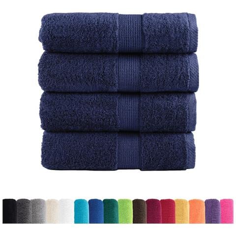 Asciugamani Premium SOLUND 4 pz Blu Navy 30x30 cm 600 g/m² - Foto 2