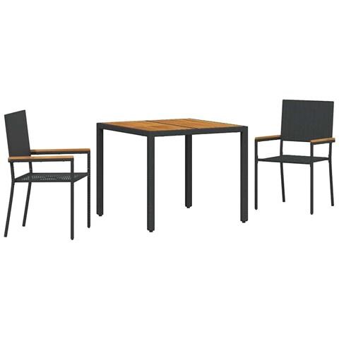 Set da Pranzo per Giardino 3 pcs Nero e Marrone 90 x 90 x 75 cm - Foto 1