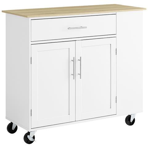 Sobuy Carrello Per Cucina Con Ruote, Cassetto, Piano Regolabile, In Colore Bianco - Foto 1