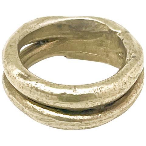 Anello Singolo Duplo In Ottone Placcato Oro - Foto 2