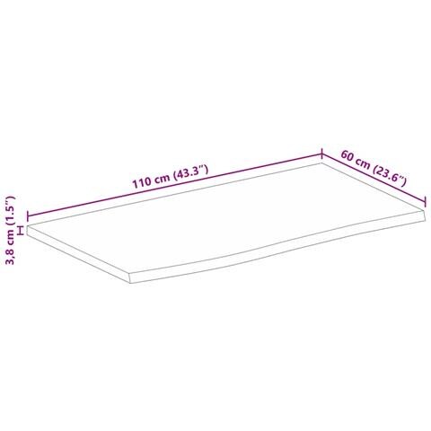 Piano Tavolo Bordi Vivi 110x60x3,8cm in Legno Massello di Mango - Foto 9