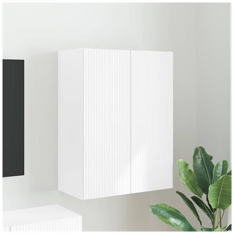 Mobile TV da parete Bianco 59,5 x 31 x 80 cm Legno multistrato - Foto 2