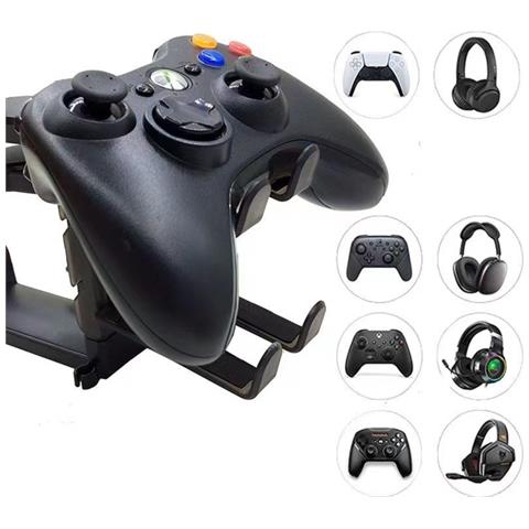 Supporto Per Controller Di Gioco E Cuffie Con Ganci Doppi - Rotazione A 360°, Montaggio Senza Fori - Foto 5