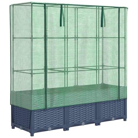 Letto Rialzato con Copertura Serra Effetto Rattan 120x40x138 cm - Foto 1