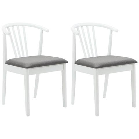 Sedia da pranzo 2 pcs Bianco e Grigio Legno di gomma massiccio - Foto 1