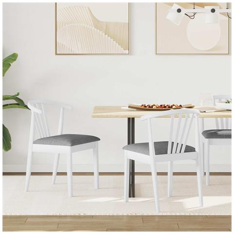 Sedia da pranzo 2 pcs Bianco e Grigio Legno di gomma massiccio - Foto 2