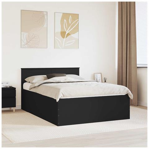 Struttura del letto Nero 150 x 200 cm Legno multistrato - Foto 2
